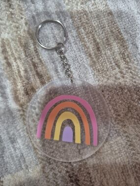 Rainbow Acrylic Keychain - Pink, Orange, Yellow, Purple
